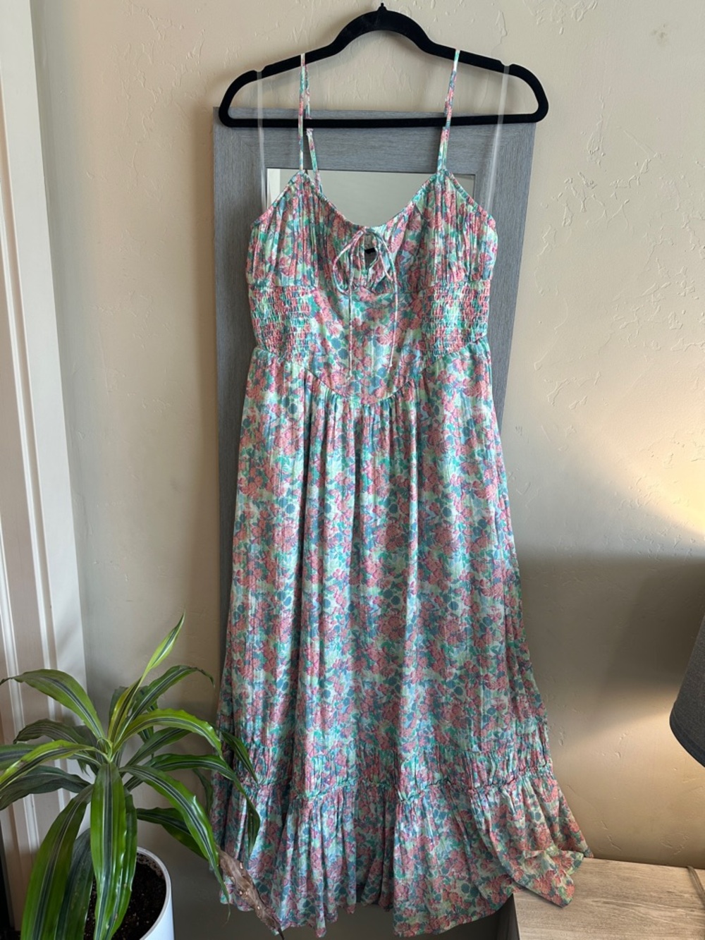 American Eagle Outfitters Floral Midi Dress in Mint and Pink